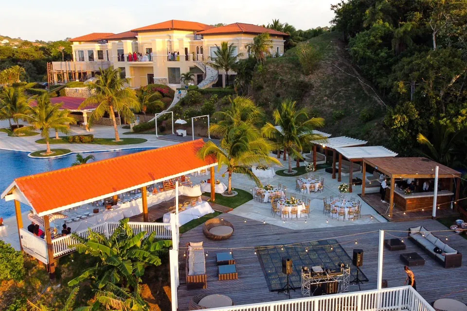 Aerial view of the Las Verandas resort event area at Pristine Bay, Roatán